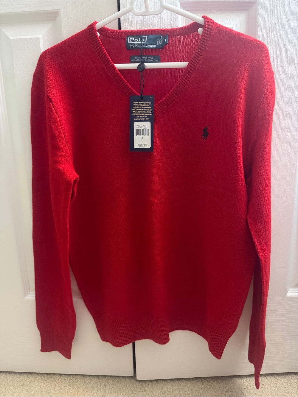 Polo by Ralph Lauren Men's Vibrant Red V-Neck Sweater